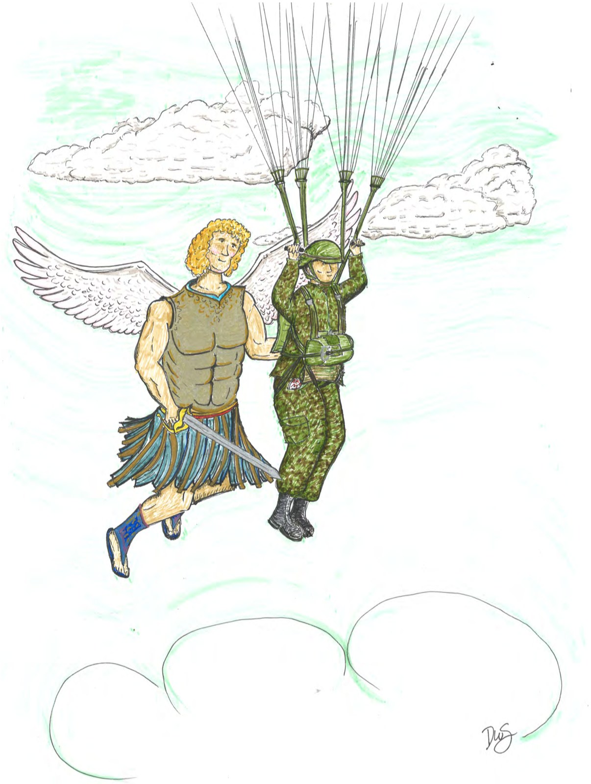 A Personal Escort, a watercolor marker print by Dylan