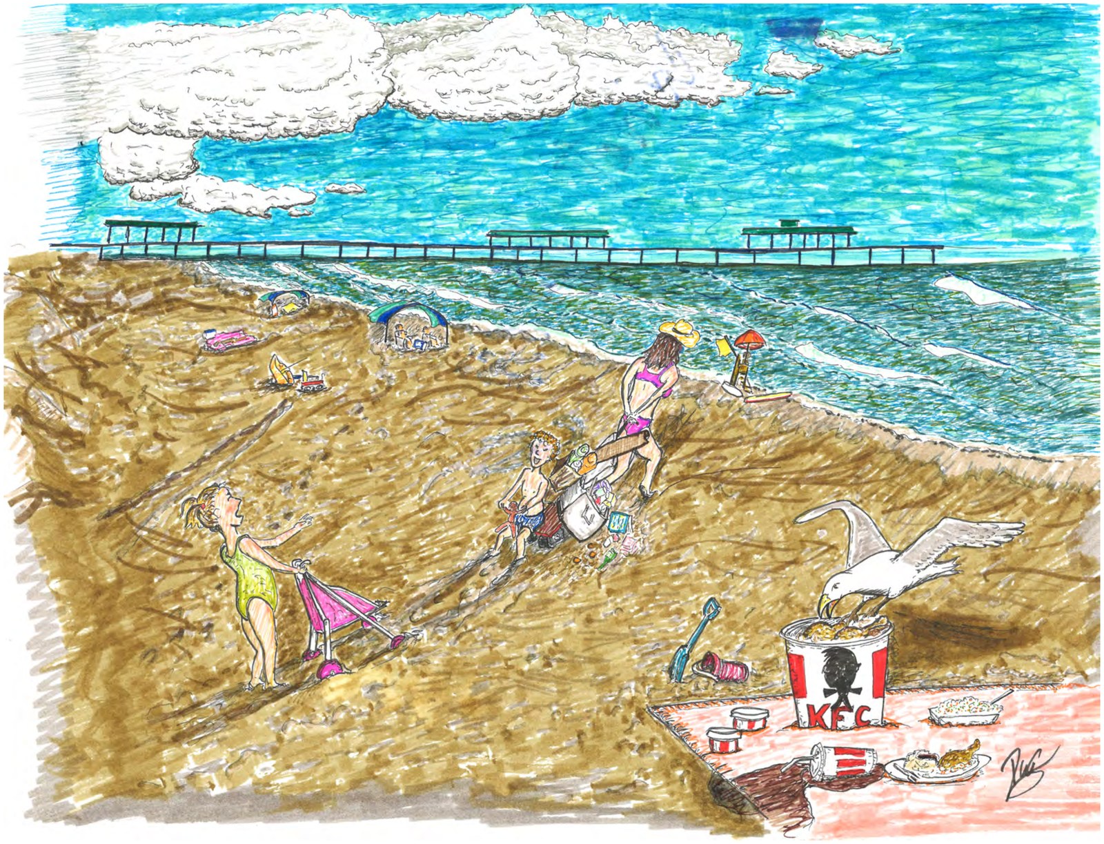 Hot and Fussy, an original watercolor marker print by Dylan