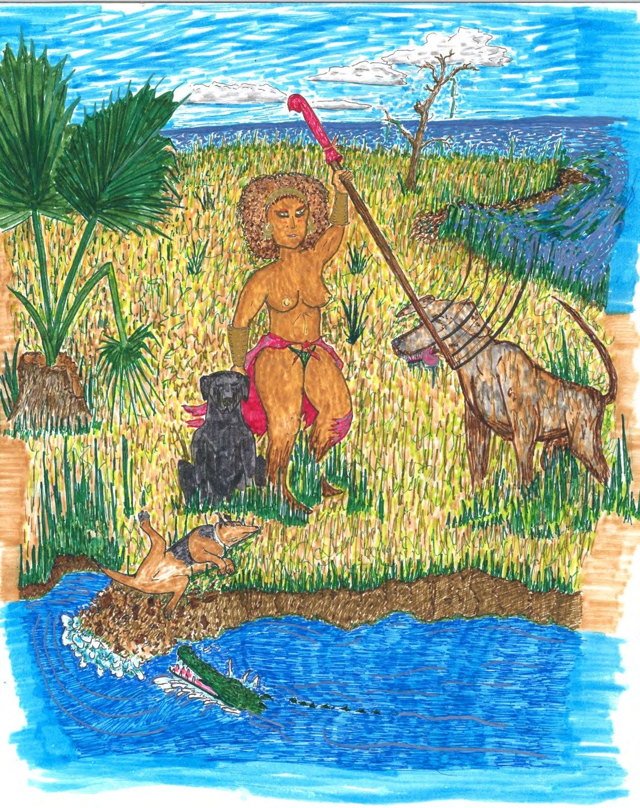 Wildest Woman of Wadmalaw, a watercolor marker print by Dylan